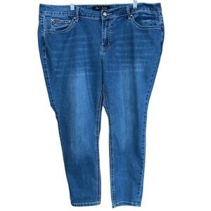 Love Indigo Women's Plus Denim Embellished Pocket Blue Jeans Sz 18W